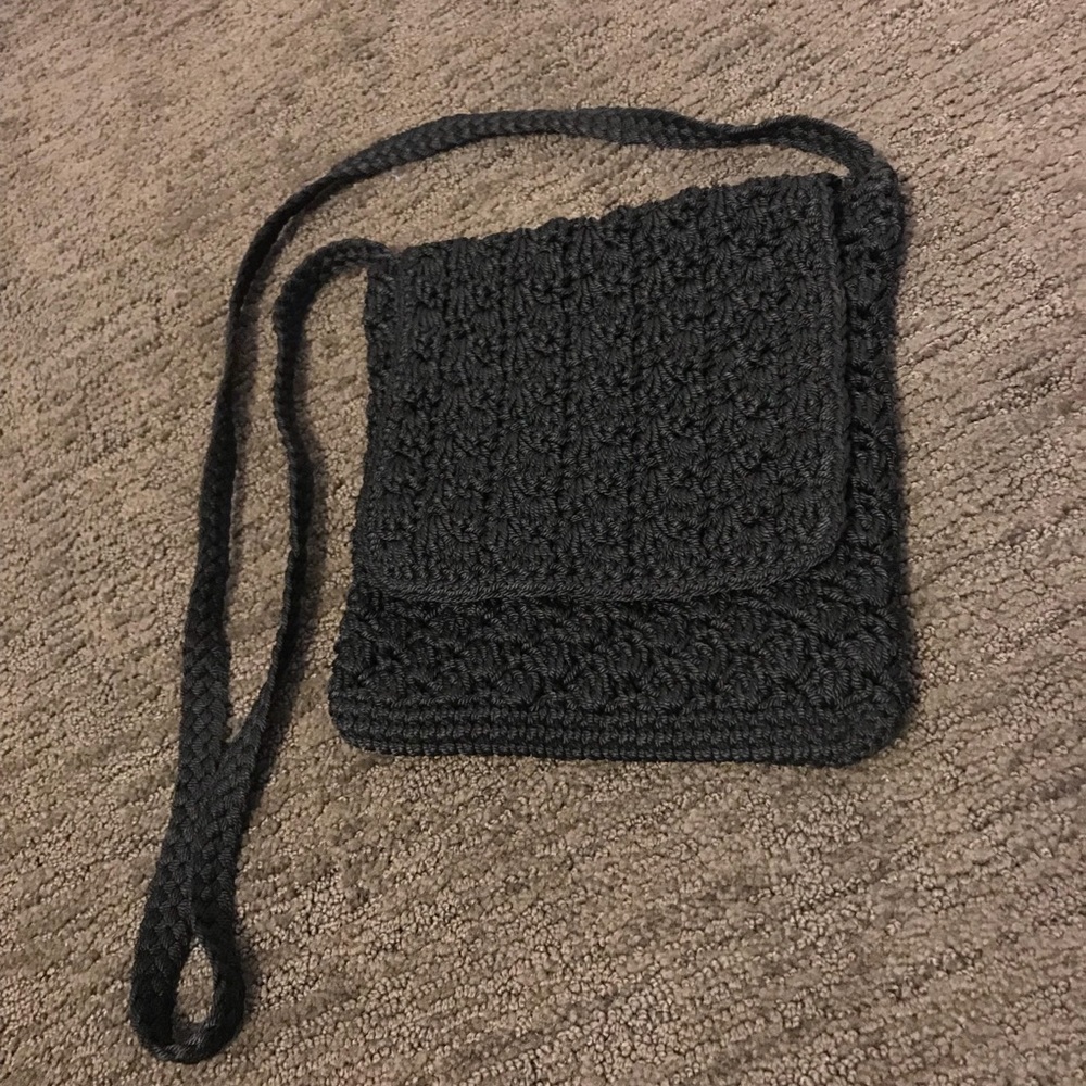 Black crochet crossbody bag